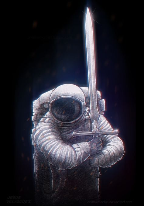 EatSleepDraw Astro-Knight by Jesus Velazquez (an0ther-artist)  They are the ones who fight and protect us from the evil and dark creatures of the galaxy… Astronaut Wallpaper, Dark Creatures, Arte 8 Bits, Astronaut Art, Space Artwork, Cosmic Horror, Pics Art, Sci Fi Art, Space Art