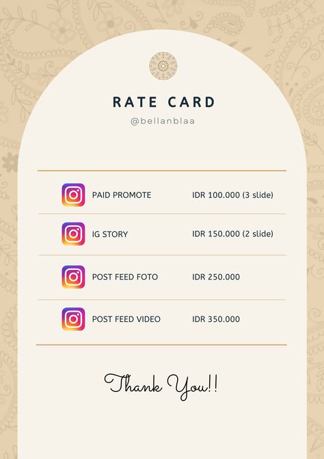 Rate Card Design Template, Rate Card Influencer, Rate Card Design, Rate Card, Card Design Template, Ig Story, Design Template, Card Design, Influencer