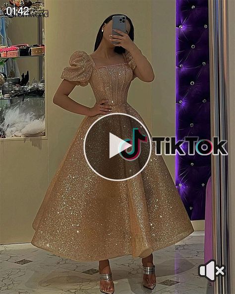 + Sparkling Sequin Gold Princess Prom Dresses Tea Length Robes De Soirée Arabic Dubai Evening Dress white mini dress summer, white mini dress outfit winter, graduation dress, white mini dress with sleeves...