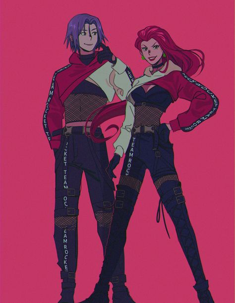 ✦•DeityCyla on Twitter: "It's called fashion, twerp. Look it up✨ #TeamRocket… " Pokemon Jessie, Equipe Rocket Pokemon, James Pokemon, Rocket Art, Pokemon Team Rocket, Gijinka Pokemon, Jesse James, Team Rocket, Pokemon Teams