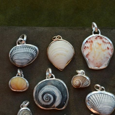 Dunton Ellerkamp on Instagram: "Shell Pendant Collection No. 3 Humans have adorned themselves with shells for millennia — and we’re keeping with tradition. The Dunton Ellerkamp Shell Pendants begin with a block of wax carved to house the shell, cast in sterling silver or gold, and set — almost a shell within a shell. Each piece is the culmination of hours of work. The shells are all from the Atlantic and sourced by myself or my brother, Oliver.  Available online or in the showroom." Dunton Ellerkamp, Shells Accessories, Wax Carving Jewelry, Wax Carving, Shell Earrings, Shell Pendant, The Atlantic, Jewelry Inspo, My Brother