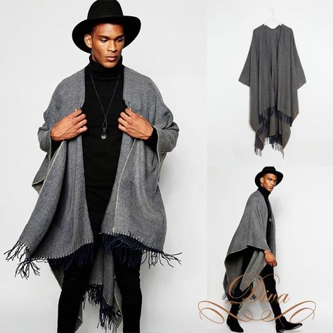 Poncho Outfit Men, Mens Fall Street Style, Poncho For Men, Poncho Fashion, Poncho Men, Poncho Outfit, Latest Mens Wear, Fashion Souls, Mens Summer Outfits