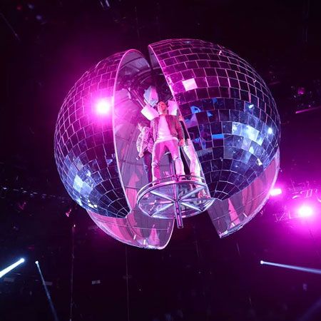 Giant Disco Ball, Logo Design Dance, Disco Stage, Giant Mirror, Concert Stage Design, Neon City, Dance Project, Stage Set Design, Studio Photography Poses