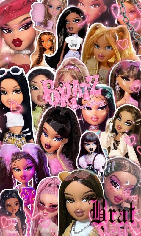 Bratz Wallpaper, Doll Backgrounds, Black Bratz Doll, Bratz Doll Outfits, Brat Doll, Bratz Girls, Pink Wallpaper Girly, Cute Tumblr Wallpaper, Glitter Wallpaper