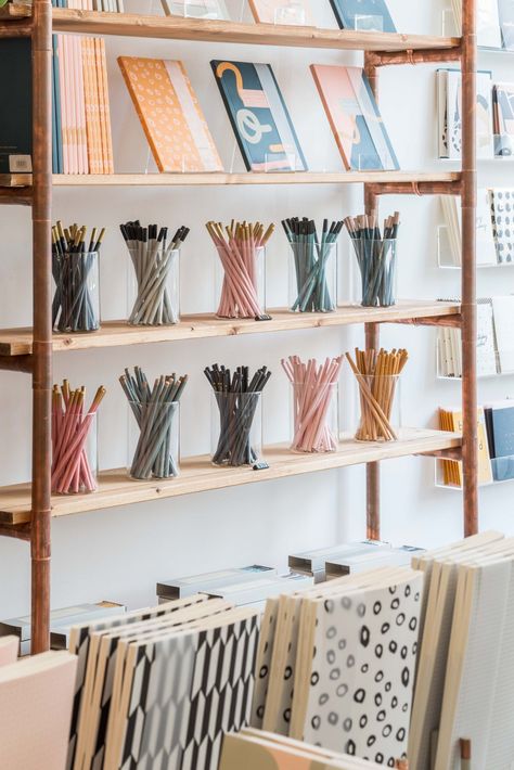 Stationary Store Design Ideas, Stationary Store Display, Stationery Shop Display, Stationary Shop Design Ideas, Gift Store Ideas, Stationery Shop Design Ideas, Notebook Display Ideas, Stationary Display Ideas, Gift Store Design Interior