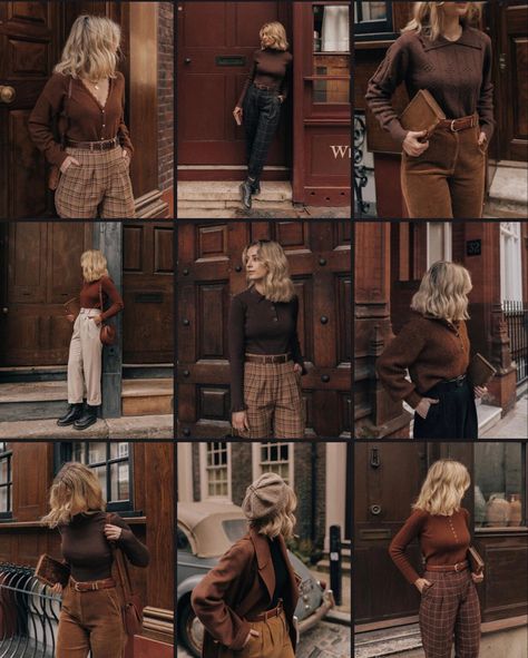 Everyday Academia Outfits, Dark Academia Meets Grunge, Dark Academia Brown Outfit, Soft Autumn Dark Academia, Academia Aesthetic Outfit Women, Brown Outfit Autumn, 1970s Dark Academia, Soft Dark Academia Outfits, Brown Academia Aesthetic Outfits