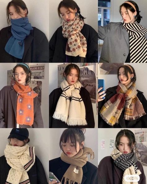 Korean Scarf Style, Syal Scarf Outfit, Korean Scarf, Big Scarf Outfit, Outfits With Scarf, Korean Style Winter, Scarf Outfit Winter, Korean Winter Outfits, Eid Images