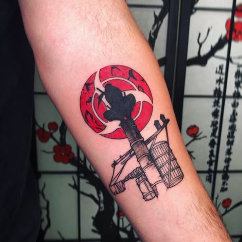 Itachi Moon Tattoo, Naruto Headband Tattoo, Anbu Tattoo Art, Might Guy Tattoo, Uchiha Itachi Tattoo, Sasuke Uchiha Tattoo Ideas, Naruto Inspired Tattoos, Itachi Uchiha Tattoo Ideas, Uchiha Tattoo Ideas