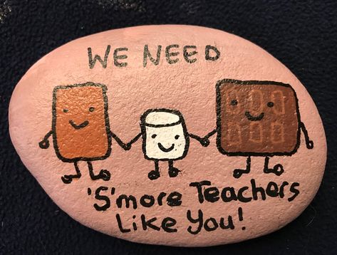 Teacher appreciation rock Teacher Rock Painting, Teacher Rocks, Teacher Painted Rocks, Painting Spirit Rock At School, Stone Art For Teachers, Our Teachers Rock Teacher Appreciation, Painting Teacher, Rock Band Painted Rocks, Rock Gifts