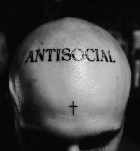 source: unknown Anti Social Tattoo, Antisocial Tattoo, I Love Your Face, Anti Social, Tattoo Photos, Tattoos And Piercings, Jesus Fish Tattoo, Body Art, Black And White