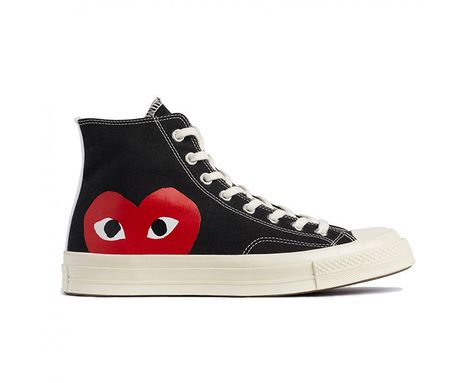 Cdg Converse Outfit Men, Cdg Converse Outfit, Comme Des Garcons Sneakers, Converse Cdg, Heart Converse, Cdg Converse, Converse Play, Play X Converse, Play Converse