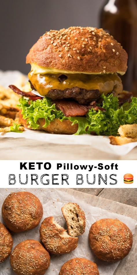 Gluten Free, Paleo & Keto Burger Buns #keto #ketorecipes #lowcarb #glutenfree #paleo #burger #buns #bread Keto Burger Buns, Paleo Burger, Burger Buns Recipe, Diet Bread, Keto Buns, Keto Bread Recipe, Coconut Flour Bread, No Bread Diet, Keto Burger