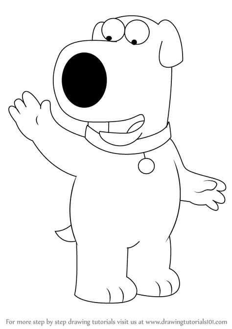 Learn How to Draw Brian Griffin from Family Guy (Family Guy) Step by Step : Drawing Tutorials Brian Griffin Tattoo, Funny Easy Drawings, Griffin Drawing, Draw Family, Brian Griffin, Cartoon Ideas, Simpsons Drawings, Family Coloring Pages, School Folders