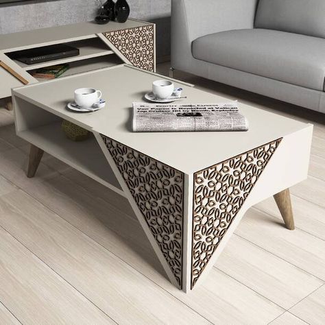 Bless international 70.87'' Media Console | Wayfair Centre Table Design, Tea Table Design, Motif Arabesque, Living Room Organization, Coffee Table White, Bedroom Headboard, Komodo, Living Room Coffee Table, Coffee Table Design