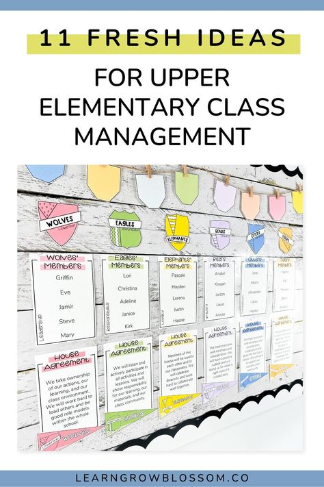 These eleven classroom management ideas and classroom management strategies are perfect for upper elementary. This blog post discusses the importance of putting a class mission statement and class reward system, or a house system, in place. It also highlights the benefits of opportunities for student reflection, brain breaks, and a regular student check in. Read for more classroom management tools like these! Upper Elementary Reward System, Third Grade Behavior Management System, Upper Elementary Behavior System, Elementary Class Management, Class Reward System Elementary, Positive Classroom Management Elementary, Classroom Management Upper Elementary, Upper Elementary Classroom Management, Elementary Classroom Management Ideas