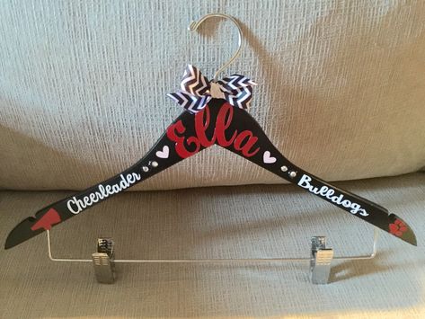 Personalized cheer uniform hanger for sweet, Ella🎉🎉 | Flickr Uniform Hangers Cheer, Cheer Uniform Hangers Diy, Cheer Hangers Diy, Competition Gifts Cheerleading, Cheer Hangers, Cheer Uniform Hanger, Cheer Wall, Cheer Buckets, Youth Cheerleading