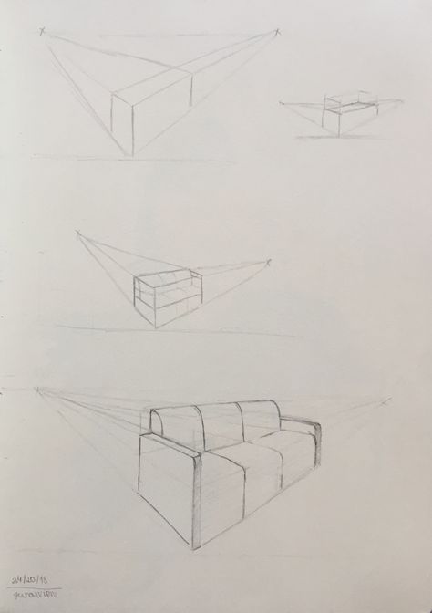 2 Puntos De Fuga, 1 Point Perspective Drawing, Draw Perspective, Steel Life, Furniture Drawing, 2 Point Perspective, 1 Point Perspective, Interior Design Sketchbook, Interior Design Help