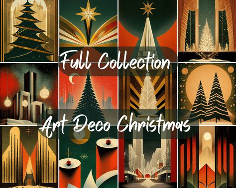 Thanks for the kind words! ★★★★★ "Love the aesthetic, just perfect for what I was looking for" mcsweeney30001 https://etsy.me/3V9bIZr #etsy #green #christmas #gold #unframed #nursery #artdeco #architecturecityscape #vertical #seasonalhomedecor Art Deco Santa, Art Deco Christmas Cards, 1920 Christmas, Christmas Art Prints, Art Deco Christmas, Printable Wall Art Vintage, Mid Century Modern Christmas, Minimalist Modern Art, Modern Christmas Cards