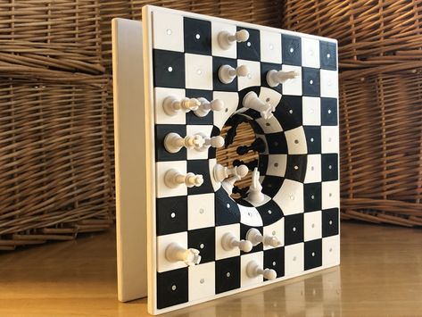 Wormhole Chess Board | 3D model | DaveMakesStuff | Thangs Wizard Trinkets, Chess Memes, Chess Board Design, 3d Chess Board, Chess Aesthetic, 3d Chess, Interactive Art Installation, Printable Toys, Chess Boards