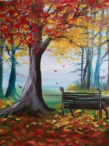 Fall Canvas Painting, Paint Nite, Easy Canvas Art, Easy Canvas Painting, Painting Ideas On Canvas, Tableau Art, Fall Day, Autumn Painting, Beginner Painting