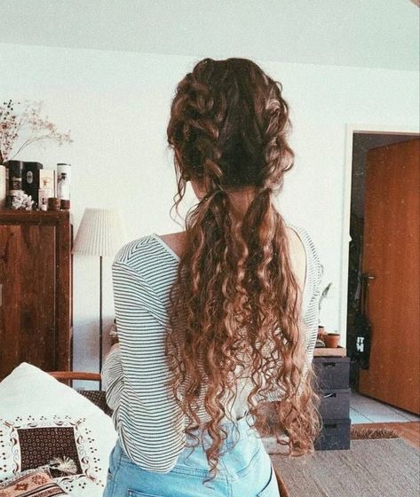 Curly Hair Inspiration, Easy Hairstyles For Long Hair, Box Braids Hairstyles, Long Curly Hair, Long Curly, Hairstyles For School, Aesthetic Hair, Perm, Curly Hair Styles Naturally