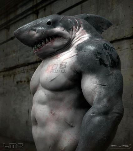 Never watched the cartoon but looks cool. Pre-production still from the upcoming live action movie adaptaion of the highly forgotten 90's cartoon Street Sharks - Imgur Shark Tattoo, A Man, Statue, Wall