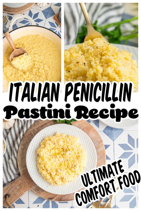 This Pastina recipe is an easy-to-make Italian pasta dish that is perfect for anyone looking for something comforting or when you're feeling under the weather. Pastina Recipes Without Egg, Pastina Recipes For One, How To Make Pastina, Pastina Soup Italian Penicillin, Pasting Soup, Pastina Soup Recipes, Pastina Recipes, Giada De Laurentiis Recipes, Italian Comfort Food