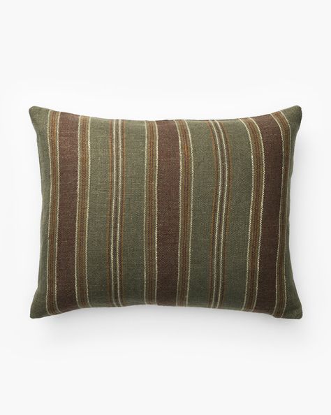 Brown Stripe Bedding, Green Striped Pillows, Stripped Pillow Cases, Colorful Stripe Pillow, Green Stripe Lumbar Pillow, Brown Couch, Tree Pillow, Mcgee & Co, Linen Pillow Covers