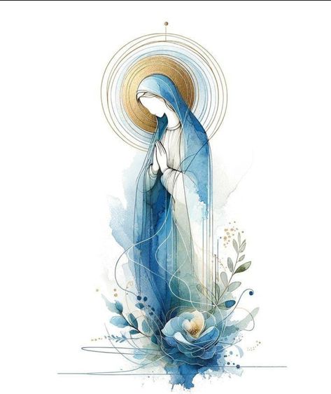 Christian Drawings, Blessed Mother Statue, Catholic Wallpaper, Virgin Mary Art, Mother Mary Images, Jesus Drawings, Jesus And Mary Pictures, Mother Art, Religious Illustration