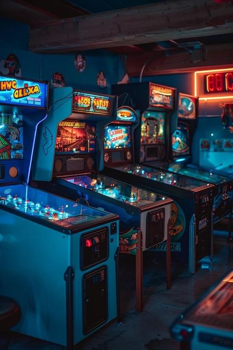 Creative Small Garage Game Room Ideas Garage Arcade Room, Garage Game Room Ideas, Garage Lounge Ideas, Mancave Garage, Game Room Ideas, Garage Game Rooms, Home Bar Rooms, Balcony Bar, Porch Windows