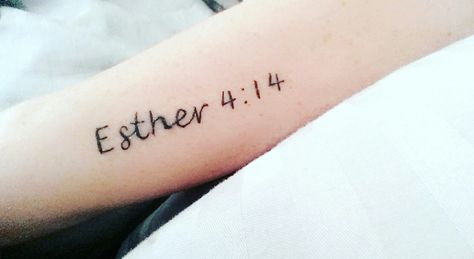 #tattoo #esther4:14 Ester 4:14 Tattoo, Esther Tattoo Bible, Esther 4:14 Tattoo, Esther Tattoo, Bible Tattoo, Esther Bible, Bible Tattoos, Bookish Tattoos, Amazing Tattoos