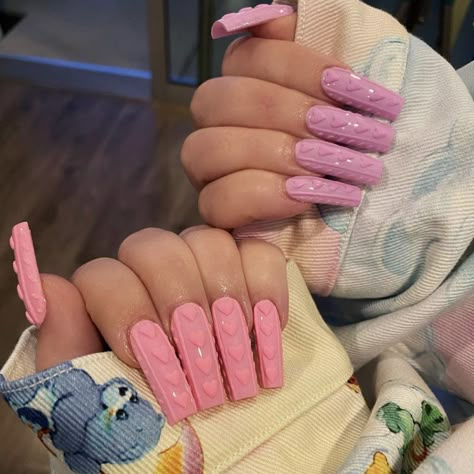 Heart Sweater Nails, Sweater Nails, Vibrant Nails, Nail Tattoo, Nail Swag, Heart Sweater, Pink Acrylic Nails, Pink Nail, Heart Nails