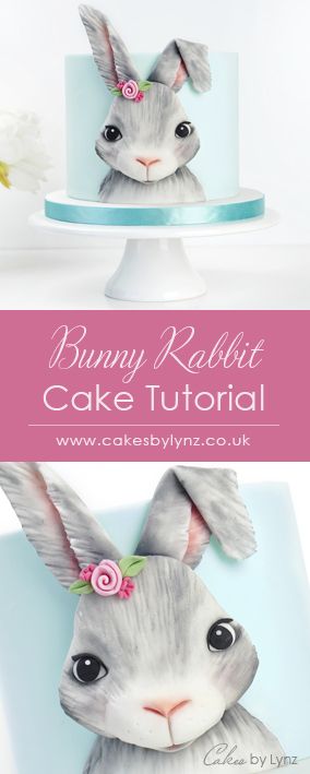 3D Bunny Rabbit Plaque Cake Tutorial - Easter Cake Bunny Rabbit Cake, Easter Themed Cakes, Cupcakes Decoration Tutorial, 3d Bunny, Easter Bunny Cake, Rabbit Cake, Fondant Animals, Cake Topper Tutorial, Fondant Cake Toppers