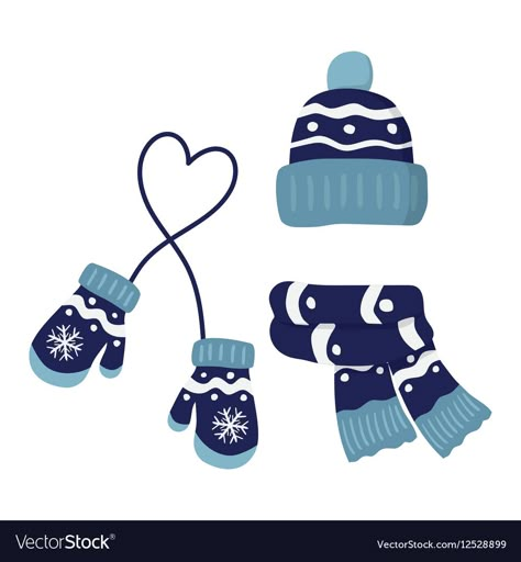 Mitten Drawing, Mitten Clipart, Gloves Illustration, Season Art, Hat With Pom Pom, Winter Projects, Knitted Mittens, Winter Project, Baby Mittens