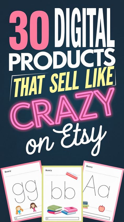 Thinking of starting an Etsy business? Check out this list of 30 digital products to sell that are proven to generate income. Learn how to leverage Etsy SEO and get tips for creating digital products that sell. Whether you're new to Etsy or a seasoned seller, these ideas will help you make money on Etsy today! How To Sell Wholesale Products, Selling Planners On Etsy, Best Selling Digital Products On Etsy, Digital Items To Sell On Etsy, Best Digital Products To Sell, Digital Downloads To Sell On Etsy, Digital Products To Sell On Etsy, Items To Sell On Etsy, Create Digital Products To Sell