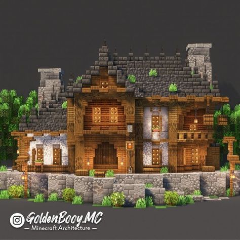 Minecraft Mansion Ideas Medieval, Big Medieval House Minecraft, Minecraft Large Building Ideas, Big Minecraft Mansions, Medieval Mansion Minecraft, Medieval Minecraft Houses Tutorials, Pixelmon House, Big Minecraft Houses Mansions, Medieval Houses Minecraft