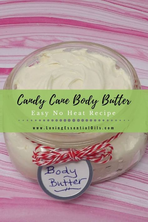 Easy Body Butter Recipes, Candy Cane Recipe, Homemade Body Butter, Moisturizing Body Oil, Diy Essential Oil Recipes, Handheld Mixer, Diy Body Butter, Vanilla Oil, Lotion Recipe