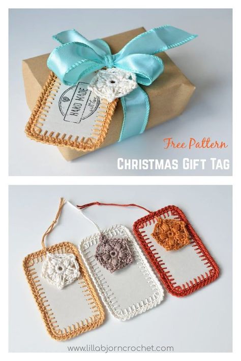 Christmas Gift Tags Free, Holiday Crochet Patterns, Christmas Name Tags, Santa Gift Tags, Gift Labels Christmas, Xmas Tags, Crochet Christmas Gifts, Crochet Xmas, Christmas Gift Tag