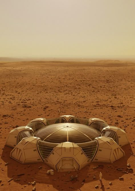 Dome Mars base Dome City Concept Art, Nasa Drawings, Nasa Drawing, Mars Settlement, Mars Habitat, Dome Architecture, Mars Project, Geometric Dome, Mars Colony