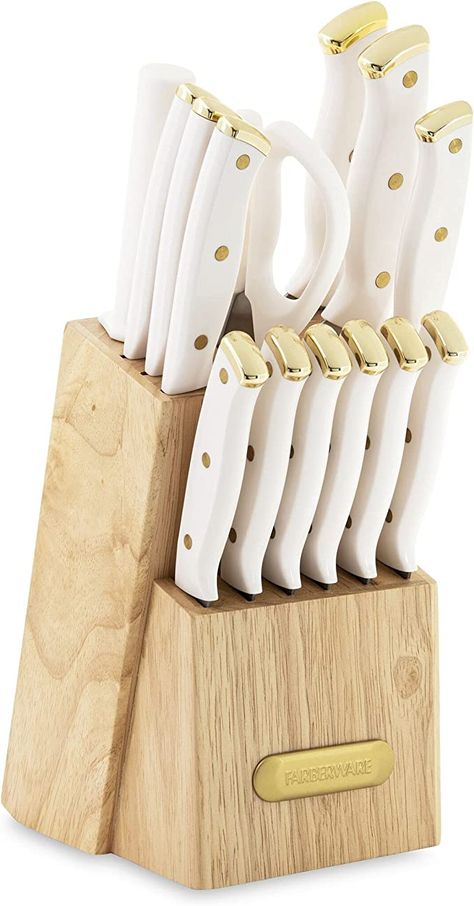 White And Gold Kitchen, Billy Ikea, Gold Kitchen Accessories, Gold Cutlery Set, Ikea Billy Bookcase Hack, Gold Cutlery, Ikea Billy Bookcase, Wood Knife, Ikea Billy