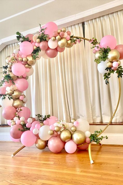 Theme Bapteme, Baby Shower Balloon Arch, Baby Shower Backdrop, Balloon Backdrop, Baby Shower Pumpkin, Balloon Decor, Pink Balloons, Wedding Balloons, Balloon Decorations Party