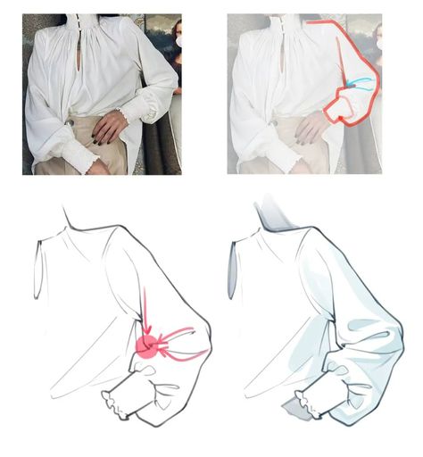 Oversized Sleeves Drawing, Sleeves Folds Reference, Poofy Sleeves Drawing, Puffy Sleeves Drawing Reference, Puffy Sleeve Reference, Sleeve Wrinkles Reference, Oversized Sweater Drawing Reference, Big Sleeves Drawing Reference, Puff Sleeve Drawing Reference