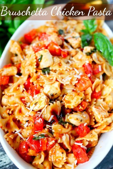 Bruschetta Pasta, Bruschetta Chicken Pasta, Tomato Basil Pasta, Bruschetta Chicken, Chicken Lasagna, Easy Meal Plans, Chicken Pasta Recipes, Secret Ingredient, Pasta Recipe