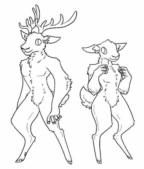 Deer Fursona Base, Deer Fursona, Wolf And Deer, Anthro Anatomy, Coloring Practice, Chibi Body, Art Bases, Abc Art, How To Draw Animals