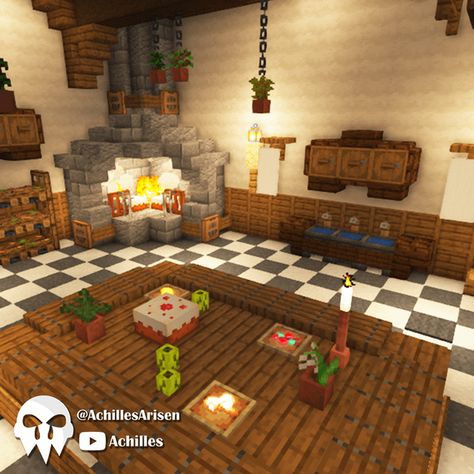 Minecraft Alchemy Room, Minecraft Dining Table, Minecraft Details, Minecraft Interior Ideas, Minecraft Rooms, Castle Kitchen, Minecraft Kitchens, High Garden, Interior Minecraft