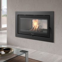 Inset Wood Burning, wood-burners & Multi Fuel Stoves | Insert stoves | Stoves for Open Fireplaces | Hole in the Wall Wood Fires Inset Log Burners, Tv Living Room Ideas, Contemporary Wood Burning Stoves, Double Sided Stove, Modern Wood Burning Stoves, Wood Burning Fireplace Inserts, Inset Fireplace, Inset Stoves, Double Sided Fireplace