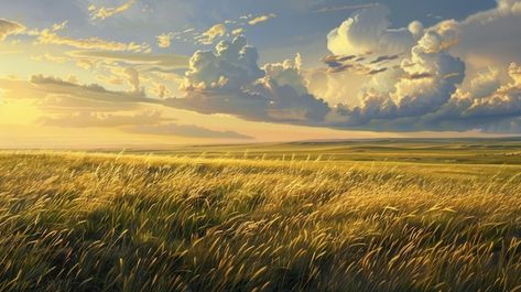 Wild and Beautiful Great Plains of South Dakota A Golden Landscape with Native Grasslands and Golden Landscape, Plains Landscape, Western Landscape, Great Plains, Poster Maker, Poster Invitation, South Dakota, Nature Travel, Image Illustration