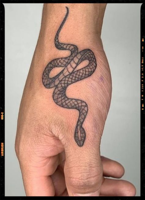 Men Tattoo Snake, Man Snake Tattoo, Snake Tattoo Hand Man, Snake Tatoo Man, Snake Hand Tattoo Men, Small Snake Tattoo Men, Snake On Hand Tattoo, Mens Snake Tattoo, Hand Tattoo Snake