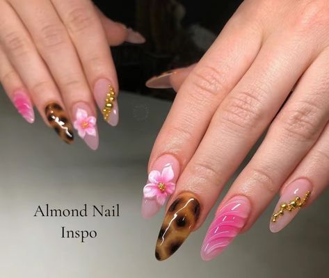 Soft Grunge Nails, Almond Acrylic Nails Designs, Kylie Nails, Pink Animal Print, Summery Nails, Long Sleeve Jacket, Button Up Long Sleeve, Fire Nails, Classy Nails