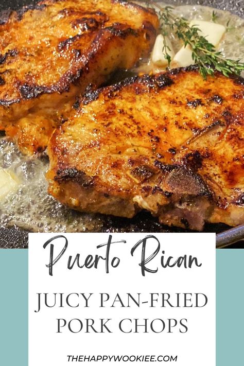 Pork Puerto Rican Recipes, Sofrito Pork Chops, Pork Chop Recipes Puerto Rican, Jamaican Pork Chops, Pork Chops Puerto Rican Style, Puerto Rican Chicken Wings, Sazon Pork Chops, Puerto Rican Pork Chop Recipes, Puerto Rican Fried Pork Chops